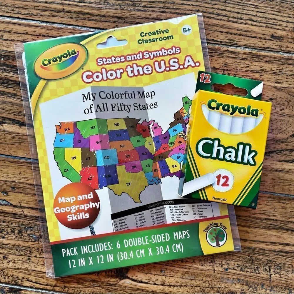 Crayola Lot of Chalk and Maps of the USA